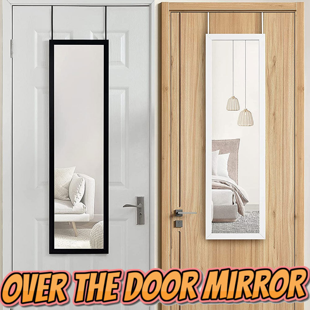 Over the Door Full Length Mirror Black or White Hanging Bedroom Wardrobe Workout Over the Door Full Length Mirror Black or White Hanging Bedroom Wardrobe Workout
